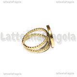 Base Anello in Acciaio Inox Dorato regolabile con base ovale 16x12mm placcato oro 18k