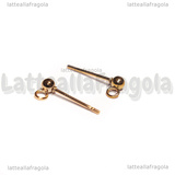 Coppia di orecchini in Acciaio Inox oro rosa a perno con pallina da 3mm