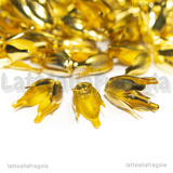 Coppia Coppette Copriperla 4 petali in metallo gold plated 13x8mm