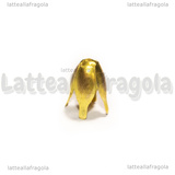 Coppia Coppette Copriperla 4 petali in metallo gold plated 13x8mm