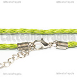 Bracciale in cordino similpelle intrecciato verde chiaro 3mm