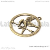 Ciondolo ghiandaia imitatrice Hunger Games in metallo color bronzo 27x24mm