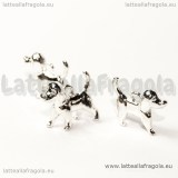 Ciondolo cagnolino 3D in metallo Silver Plated 16x15mm