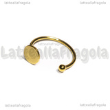 Base Anello regolabile in Acciaio Inox Dorato con piastra 8mm