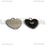 Ciondolo Cuore in metallo argentato smaltato Nero 17.5x17.5mm