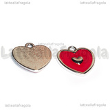 Ciondolo Cuore in metallo argentato smaltato Rosso 17.5x17.5mm