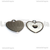 Ciondolo Cuore in metallo argentato smaltato Bianco 17.5x17.5mm