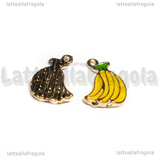 Charm Banane in metallo dorato smaltato 15x11mm