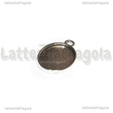 Ciondolo Base Cammeo Ovale in metallo argento antico per 18x13mm