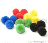 10 Pom pon in terilene colori misti 15mm