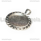 Base Tonda in metallo argento antico per cammeo 20mm