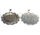 Base Tonda in metallo argento antico per cammeo 30mm