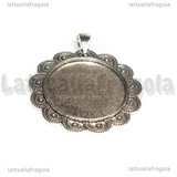 Base Tonda in metallo argento antico per cammeo 30mm