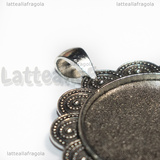 Base Tonda in metallo argento antico per cammeo 30mm