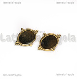 Perni in Acciaio Dorato placcato oro 18k per cammei 10x8mm