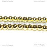 Perle in Ematite Gold Plated non magnetica Grado A 4mm filo 40cm