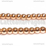 Perle in Ematite Oro Rosa non magnetica Grado A 4mm filo 40cm