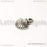 Charm conchiglia in metallo argento antico 14x11mm