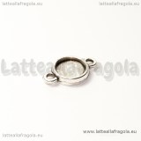 Connettore in metallo argento antico base tonda adatta a 8mm