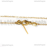 Bracciale in Acciaio Inox Dorato maglia ovale scorrevole 1.5x1x0.5mm 21cm