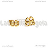 Charm Quadrifoglio in Acciaio Inox Dorato 9.5x8mm