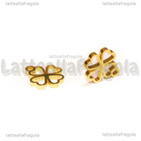 Charm Quadrifoglio in Acciaio Inox Dorato 9.5x8mm