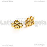 Charm Quadrifoglio in Acciaio Inox Dorato 9.5x8mm