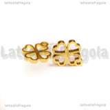 Charm Quadrifoglio in Acciaio Inox Dorato 9.5x8mm