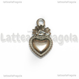 Ciondolo Cuore Sacro Ex Voto in Acciaio Inox 22x12.5mm
