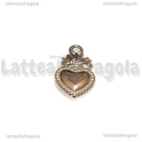 Ciondolo Cuore Sacro Ex Voto in Acciaio Inox 22x12.5mm
