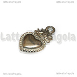 Ciondolo Cuore Sacro Ex Voto in Acciaio Inox 22x12.5mm