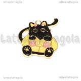 Ciondolo Gatto con Zucca in metallo dorato smaltato 28x24mm