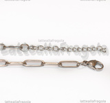 Bracciale in Acciaio Inox maglia rettangolare 12x4mm 18.5cm