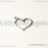 Charm cuore in metallo argento antico 16x12.5mm