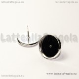 Coppia orecchini a perno in rame Silver Plated con base per cammei da 14mm