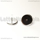 Coppia orecchini a perno in rame Silver Plated con base per cammei da 14mm