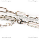 Collana in Acciaio Inox maglia rettangolare 16x9mm 37cm