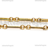 1 Metro Catena in Acciaio Inox Dorato maglia Rettangolare e Tonda 14x4mm