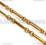 1 Metro Catena in Acciaio Inox Dorato maglia Rettangolare e Tonda 14x4mm