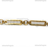 1 Metro Catena in Acciaio Inox Dorato maglia Rettangolare e Tonda 14x4mm