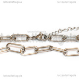 Bracciale in Acciaio Inox maglia rettangolare 14x5.5mm 18cm