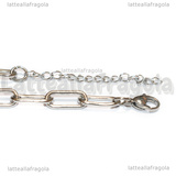 Bracciale in Acciaio Inox maglia rettangolare 14x5.5mm 18cm