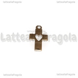 Ciondolo Croce con cuore in Acciaio Inox 18x10mm
