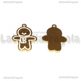 Ciondolo Gingerbread in Acciaio Inox dorato smaltato 16.5x12mm