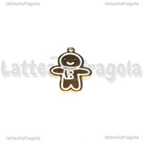 Ciondolo Gingerbread in Acciaio Inox dorato smaltato 16.5x12mm