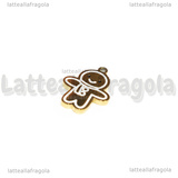 Ciondolo Gingerbread in Acciaio Inox dorato smaltato 16.5x12mm