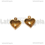 Ciondolo Cuore 3D in Acciaio Inox Dorato 13x11x4.5mm