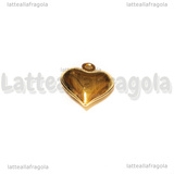 Ciondolo Cuore 3D in Acciaio Inox Dorato 13x11x4.5mm