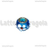 Perla in Lampwork Fiori sfondo blu 16x14mm