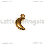 Ciondolo Luna 3D in Acciaio Inox Dorato 16x8x3.3mm